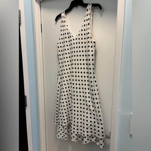 Papillon Blanc Black and White Polka Dot Midi Dress - Picture 14 of 16